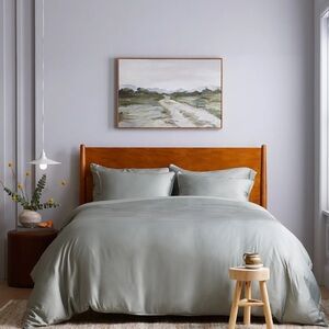 New Quince Bamboo Duvet Cover Set King/CalKing - Eucalyptus MSRP $154